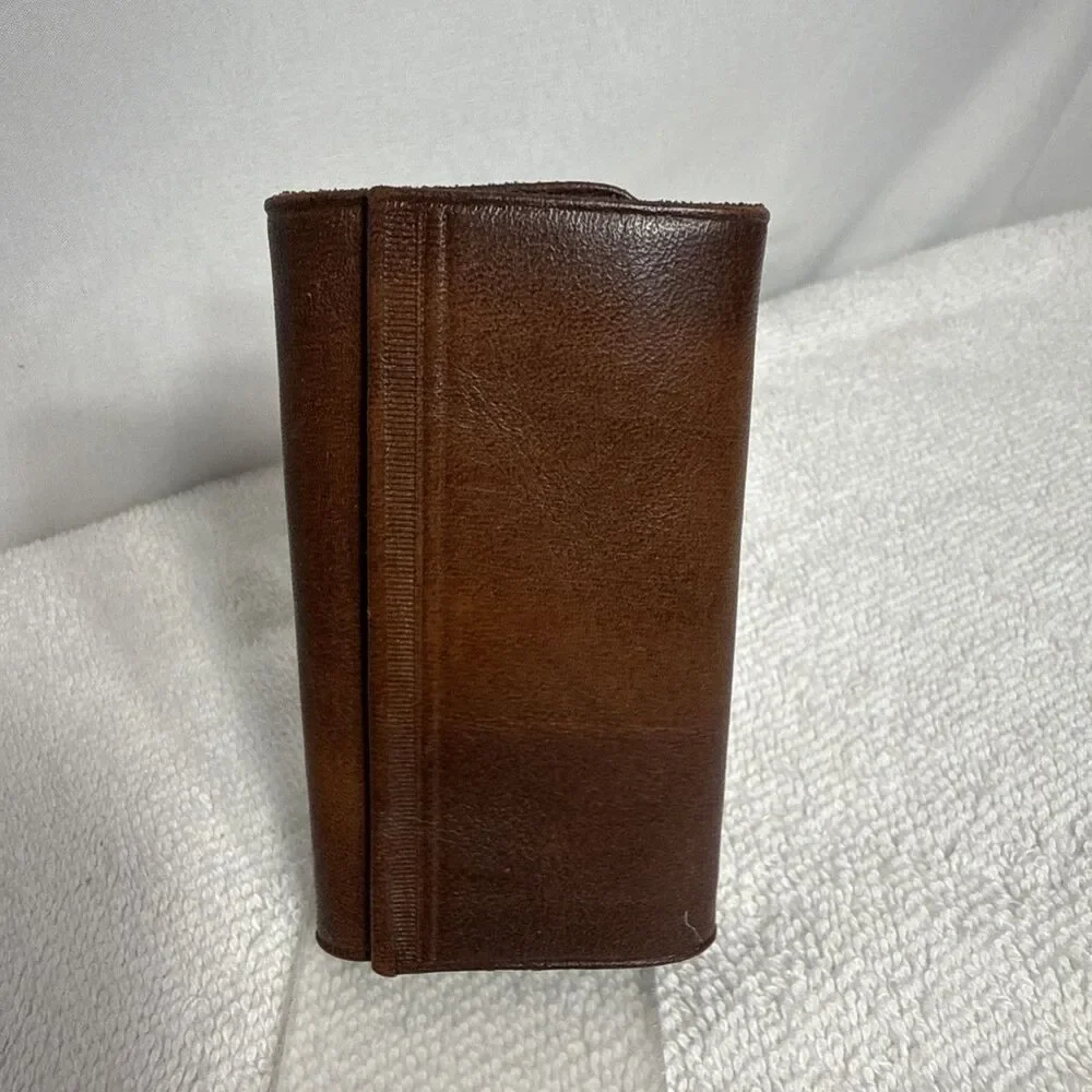 Vintage Rolfs Tri Fold Key Caddy Key Holder Leather Cow Hide Brown Case u